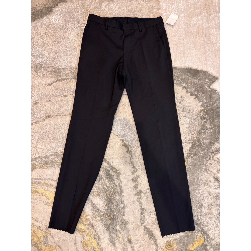 Hugo Boss Mens 36R Black Huge 5 Slim Fit Dress Pants Flat Front Slim Trousers
